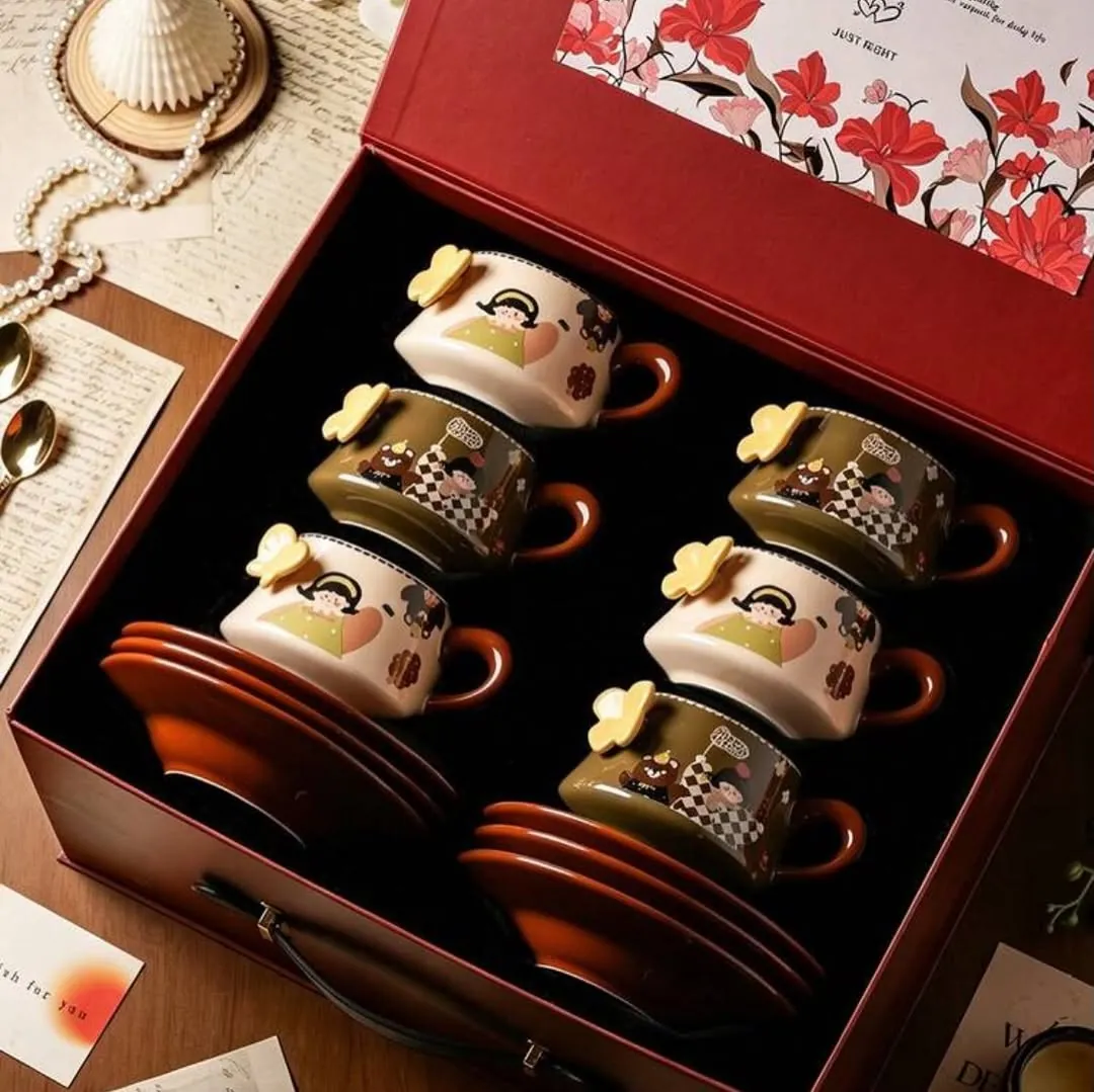 Luxury Marble Pattern Coffee Cup and Saucer Set