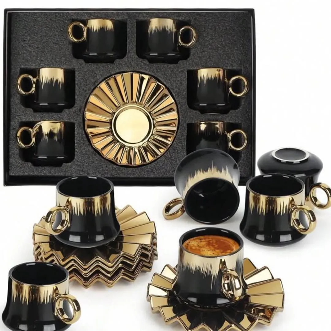 Luxury Marble Pattern Coffee Cup and Saucer Set