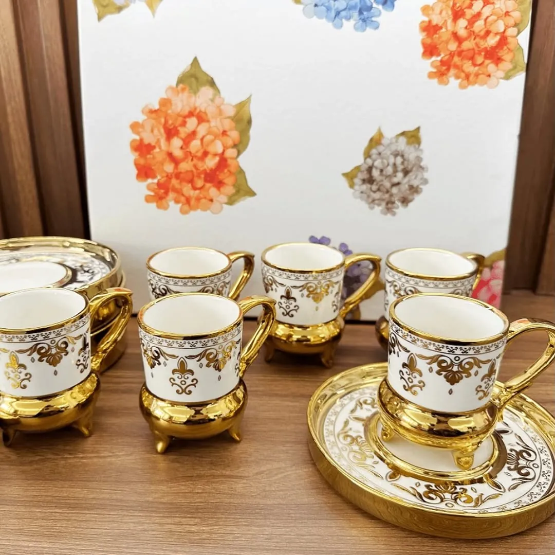 Luxury Marble Pattern Coffee Cup and Saucer Set