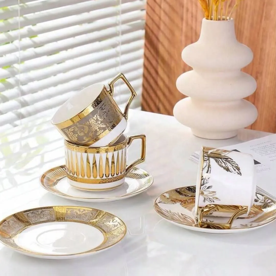 Luxury Marble Pattern Coffee Cup and Saucer Set
