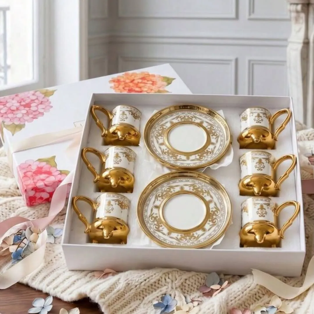 Luxury Marble Pattern Coffee Cup and Saucer Set