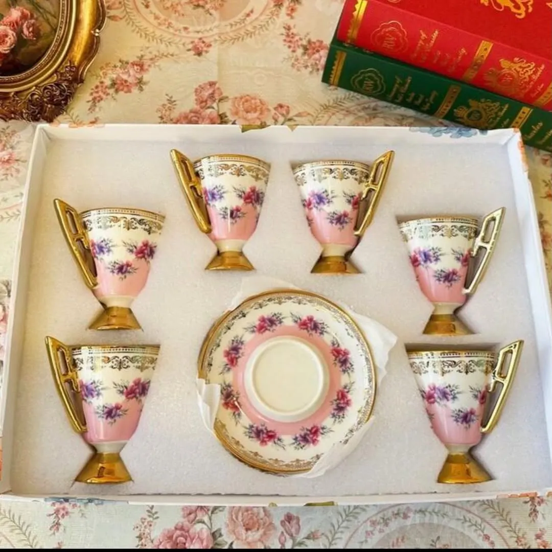 Luxury Marble Pattern Coffee Cup and Saucer Set