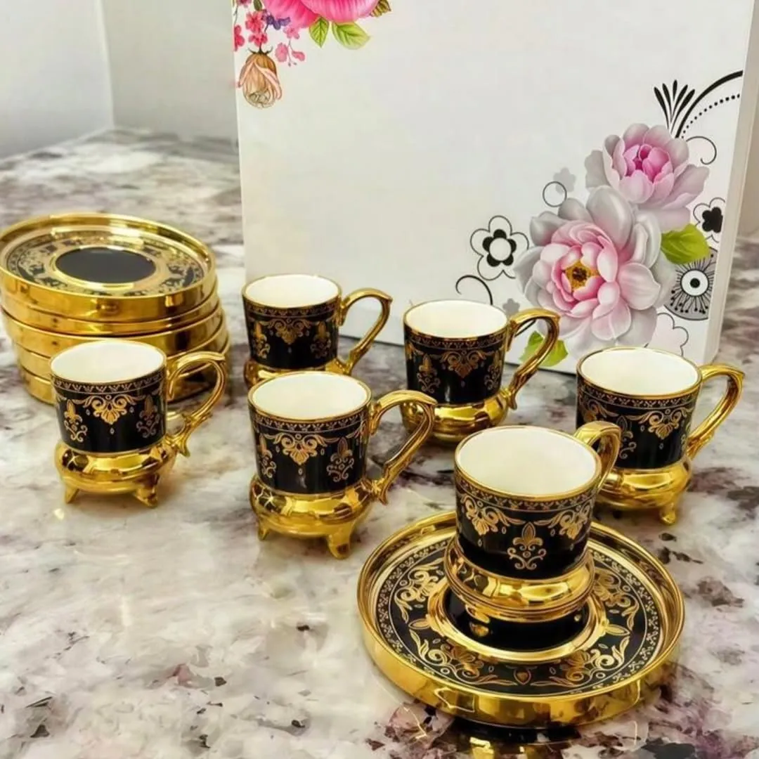 Luxury Marble Pattern Coffee Cup and Saucer Set