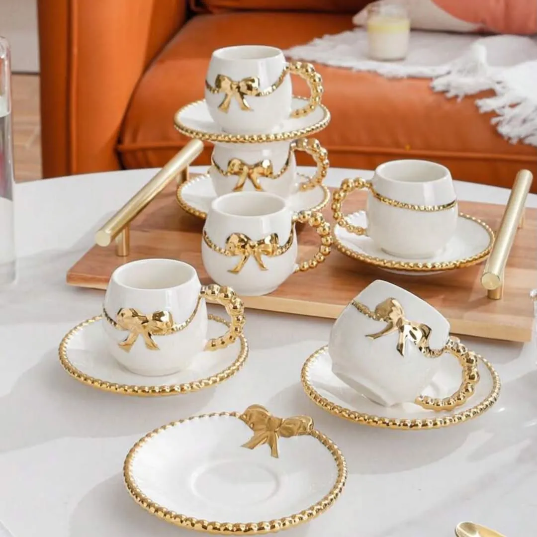Luxury Marble Pattern Coffee Cup and Saucer Set