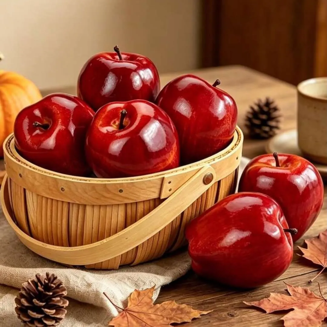 Artificial Red Apples in Basket