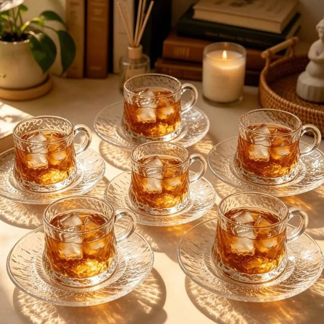 Vintage Floral Glass Cup Set