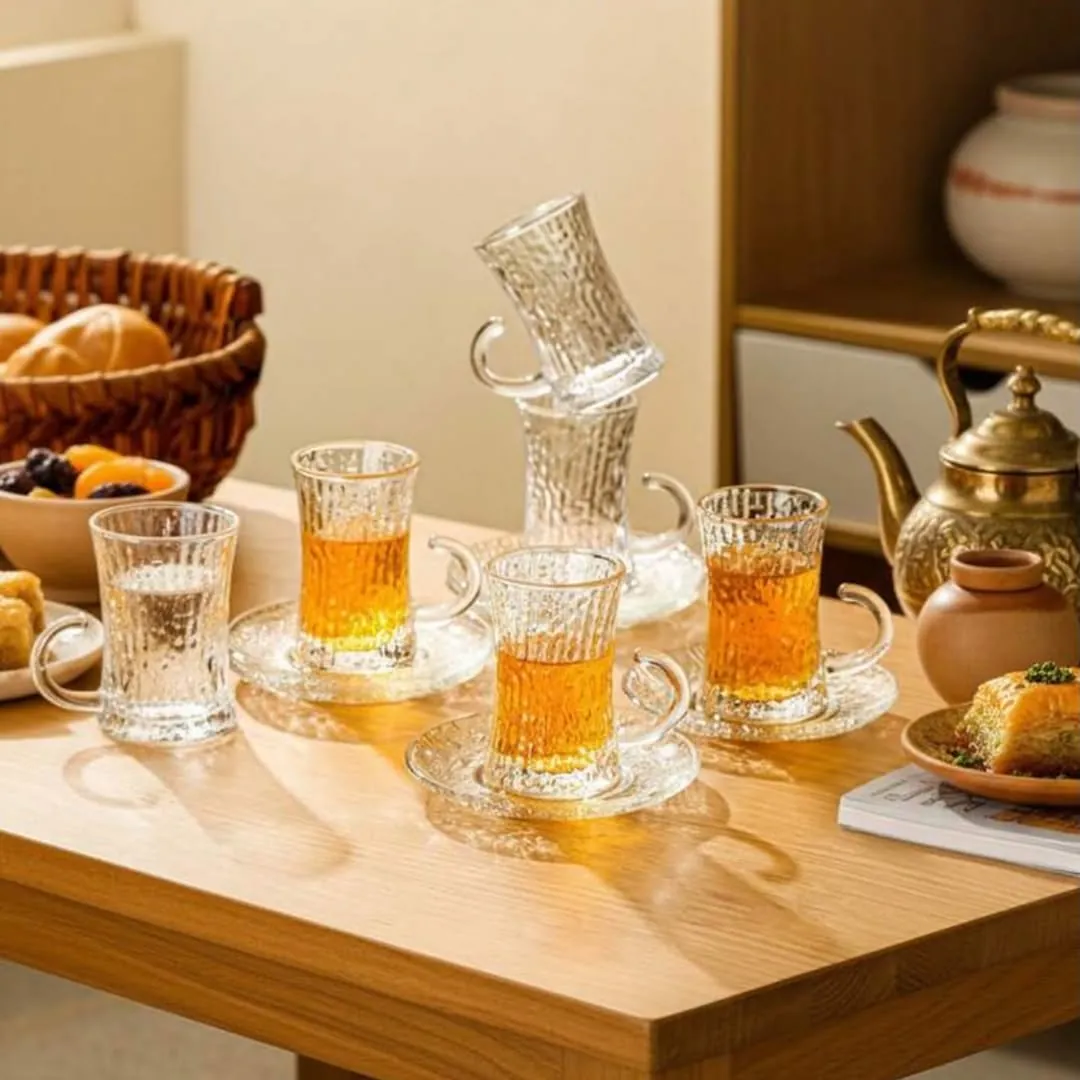 Vintage Floral Glass Cup Set