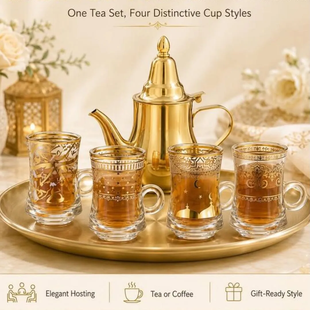 Vintage Floral Glass Cup Set