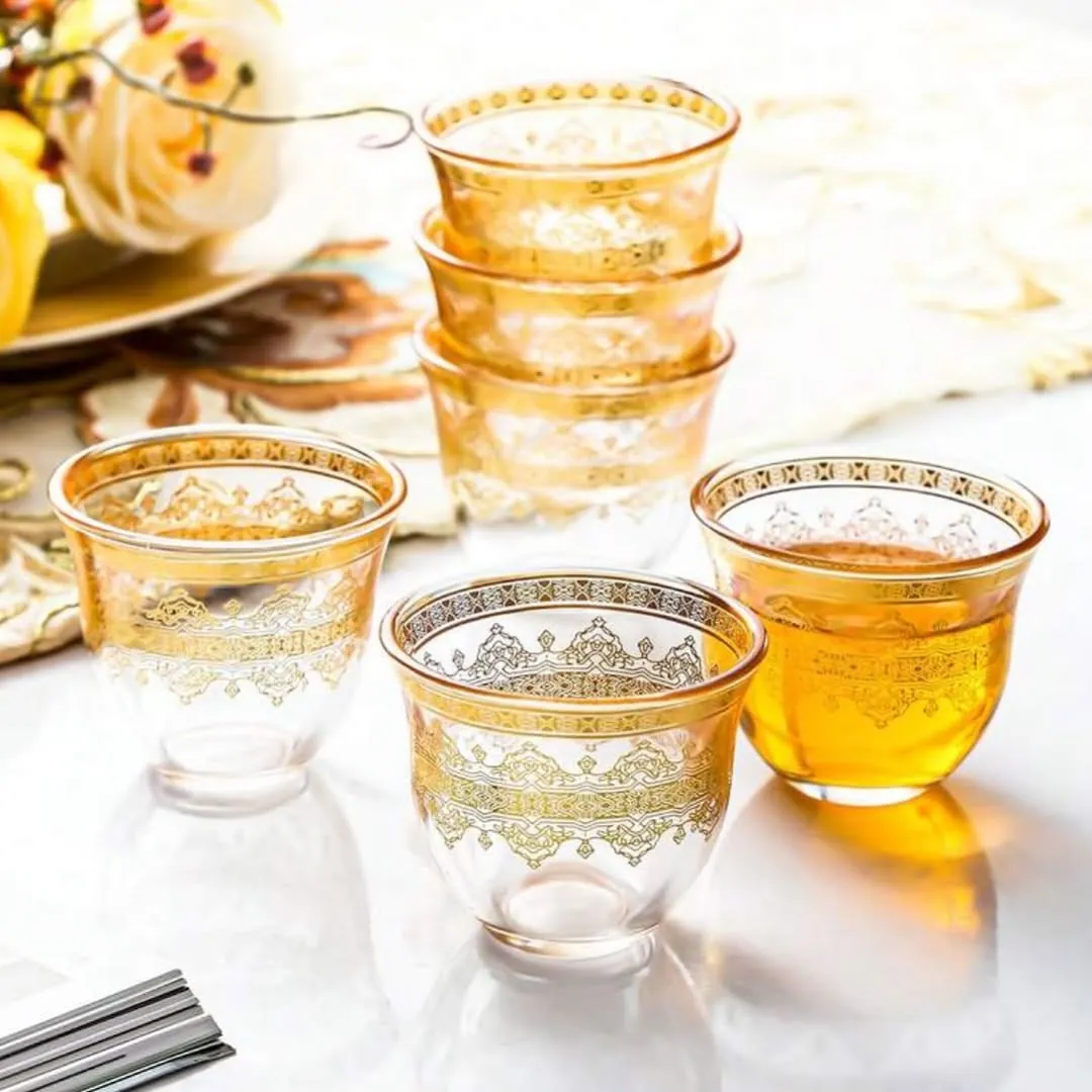 Floral Glass Tea Cup Set
