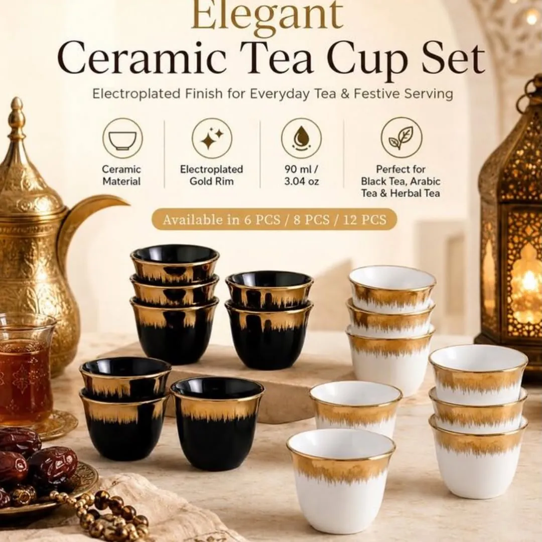 Floral Glass Tea Cup Set