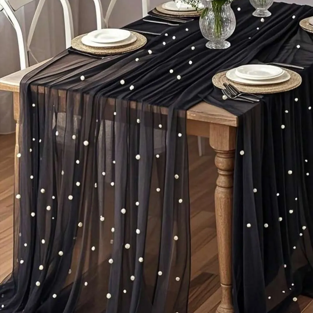 Black Pearl Tulle Tablecloth