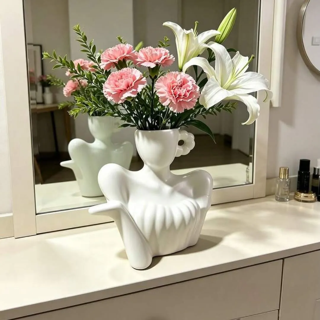 Ceramic Vase with Red Bow