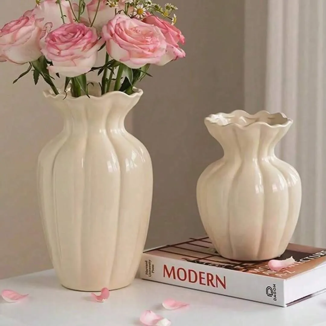 Ceramic Vase with Red Bow