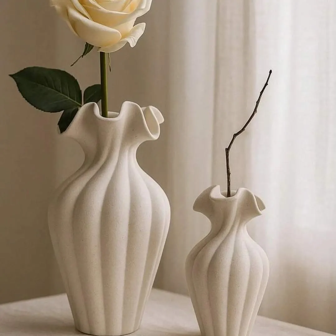 Ceramic Vase with Red Bow