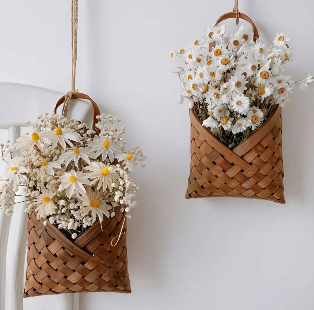 Woven Wall-Hanging Flower Basket
