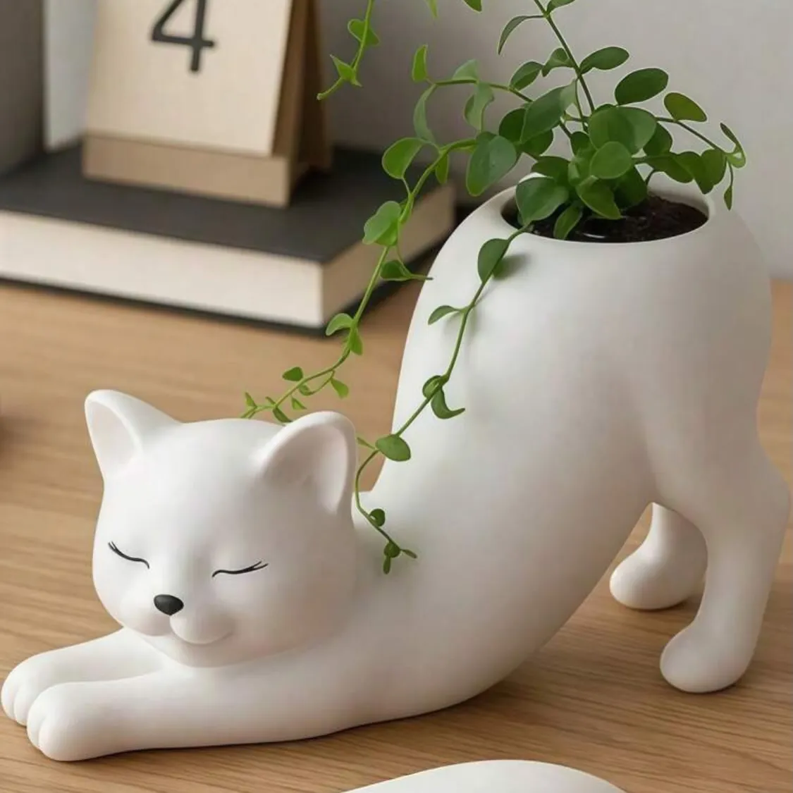 Cat-Shaped Ceramic Plant Pot
