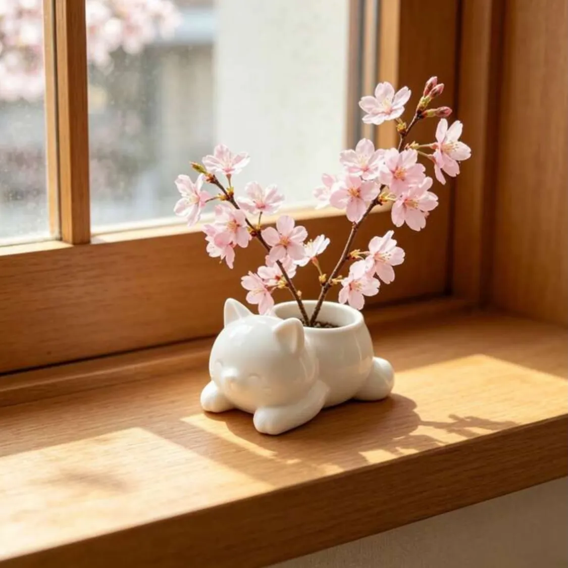Cat-Shaped Ceramic Plant Pot