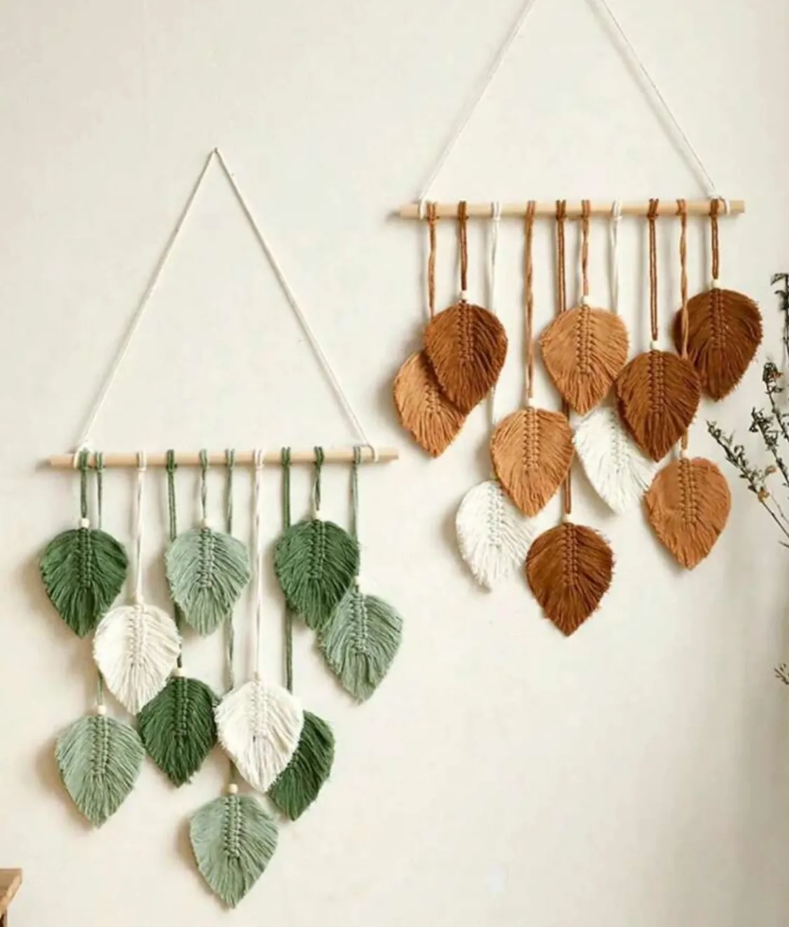 Macrame Wall Hanging Shelf with Feathers