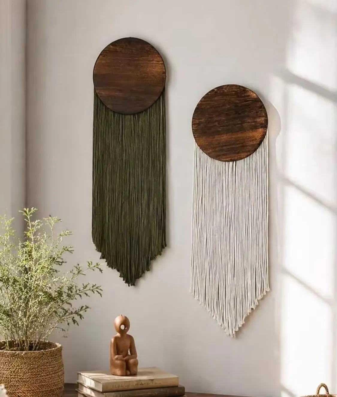 Macrame Wall Hanging Shelf with Feathers