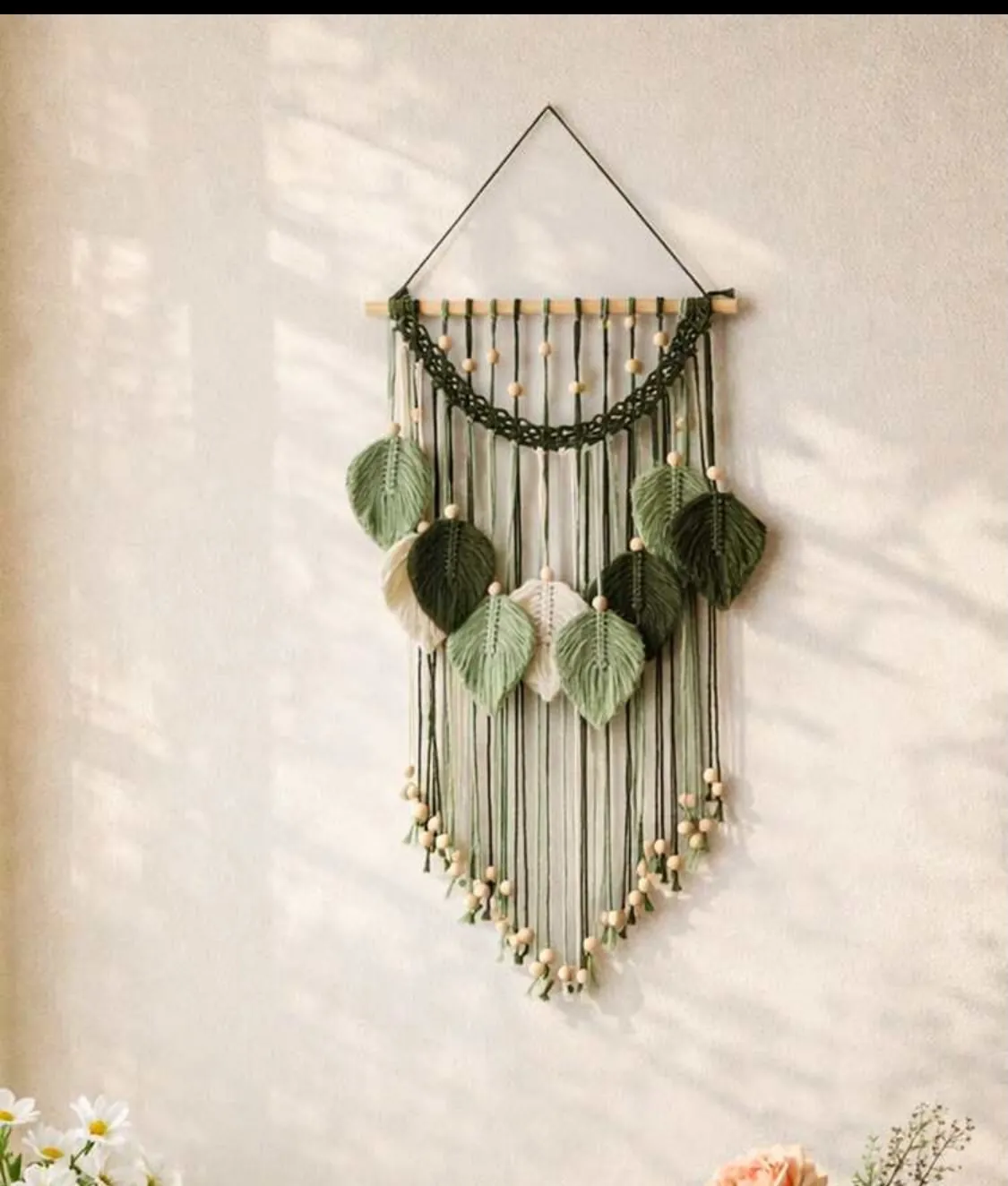 Macrame Wall Hanging Shelf with Feathers