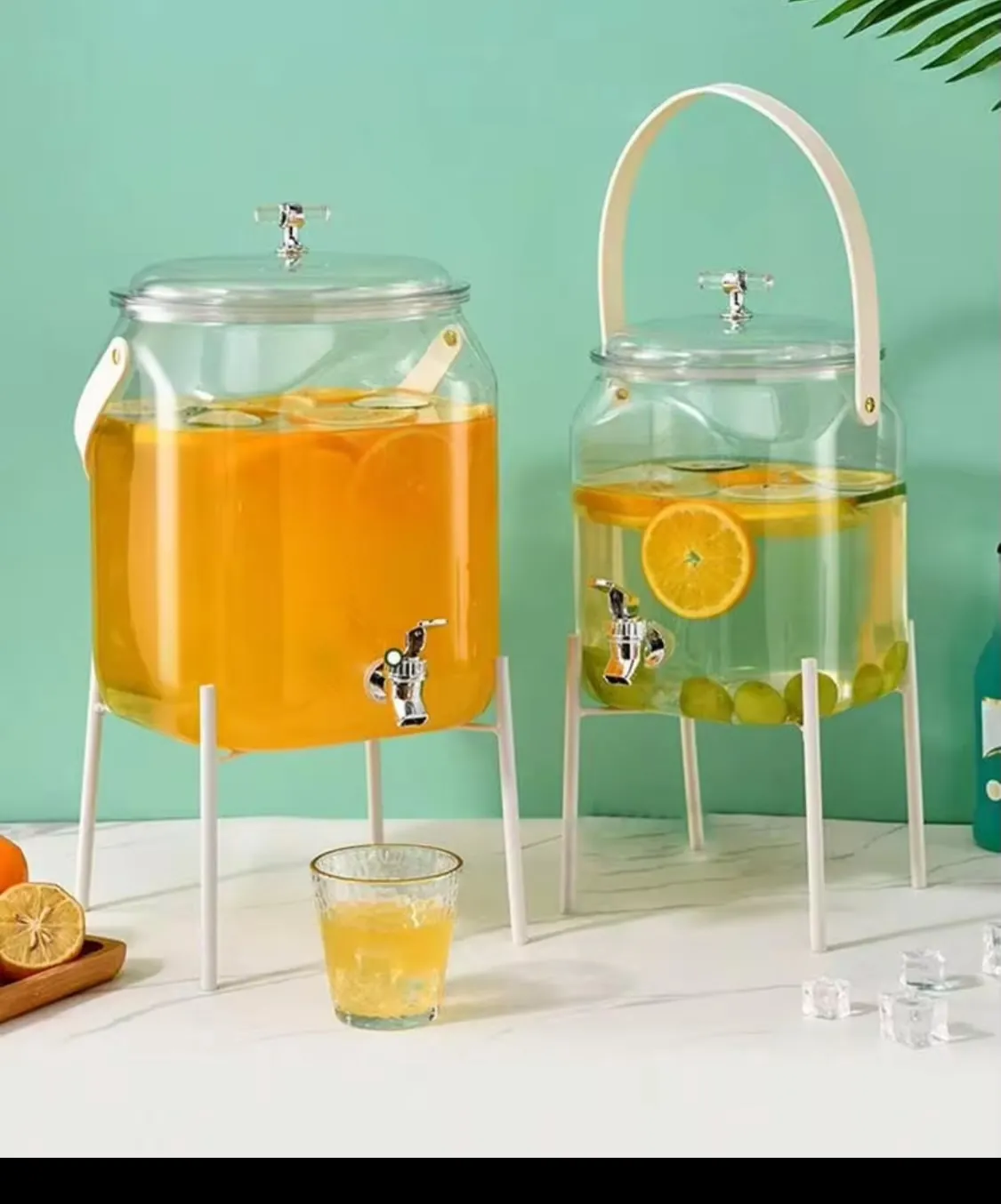 Crystal Glass Beverage Dispenser with Gold Stand