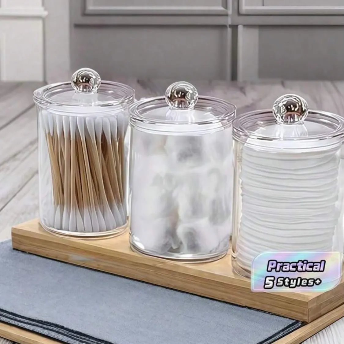 Acrylic Jewelry and Cotton Swab Organizer with Rabbit Lid