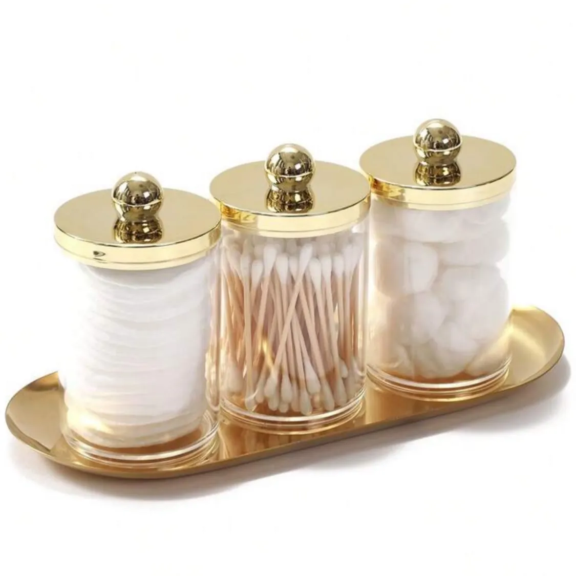 Acrylic Jewelry and Cotton Swab Organizer with Rabbit Lid