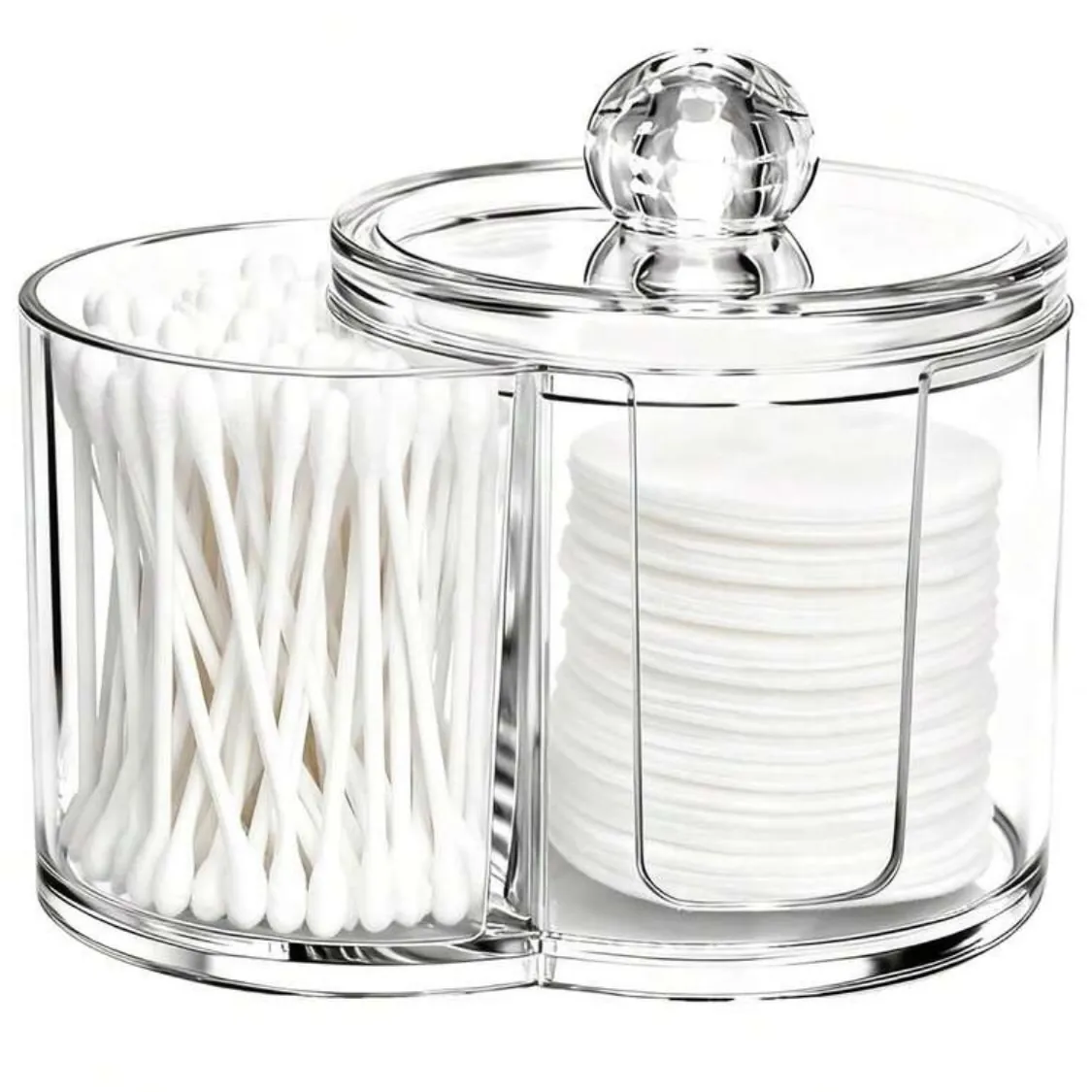 Acrylic Jewelry and Cotton Swab Organizer with Rabbit Lid