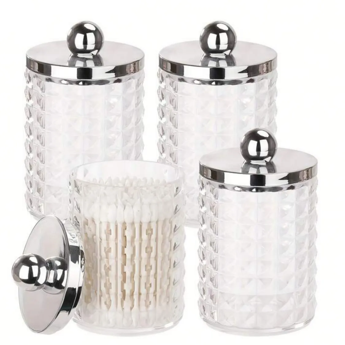 Acrylic Jewelry and Cotton Swab Organizer with Rabbit Lid