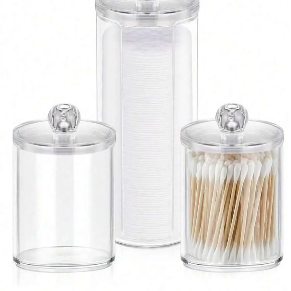 Acrylic Jewelry and Cotton Swab Organizer with Rabbit Lid