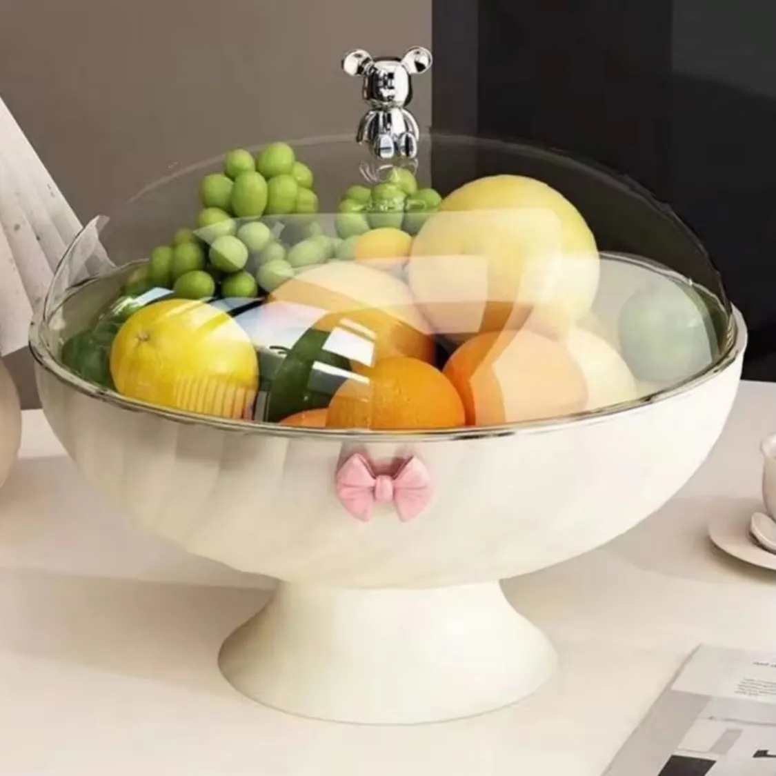 Glass Cake Dome with Wooden Base