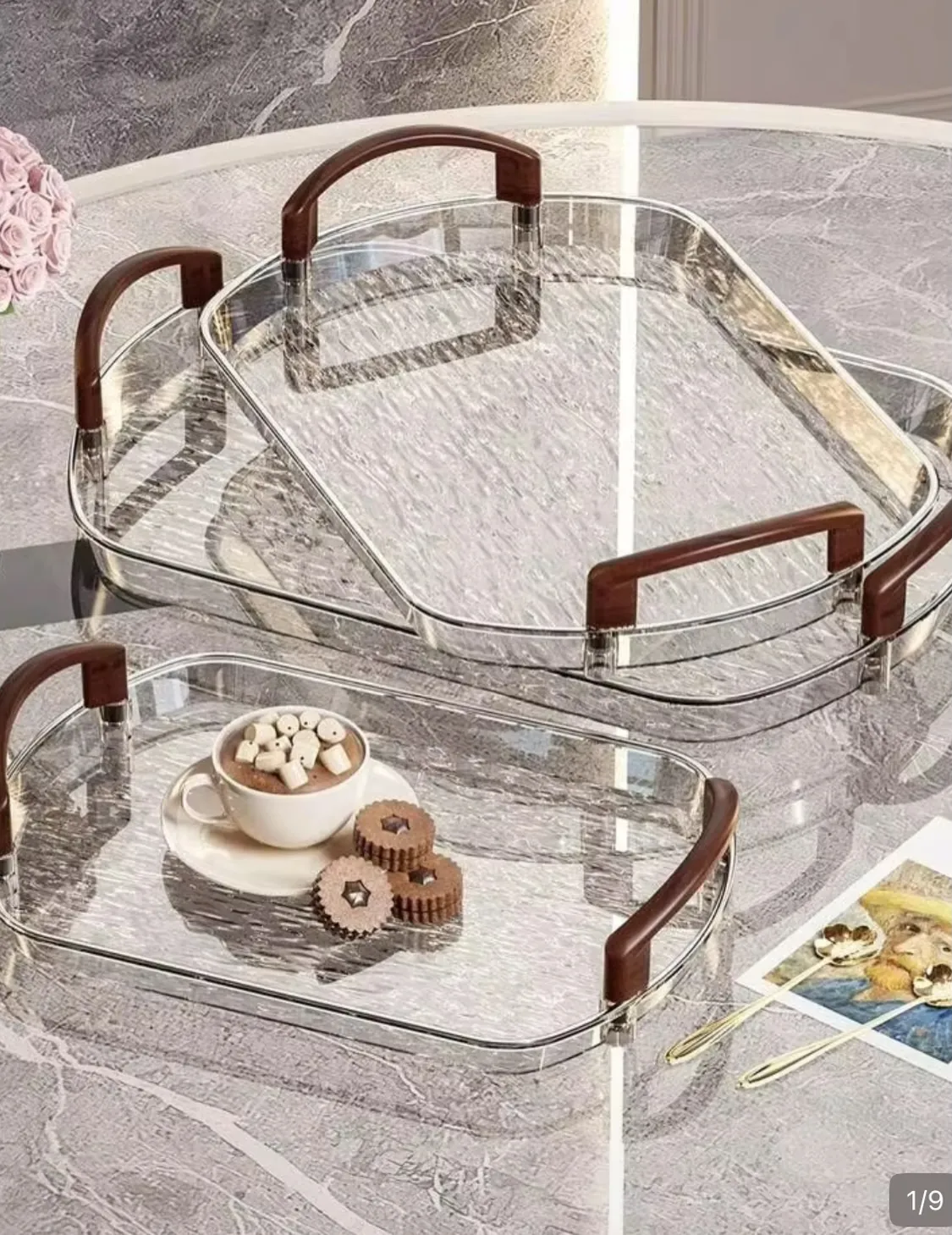 Wooden Decorative Tray Set