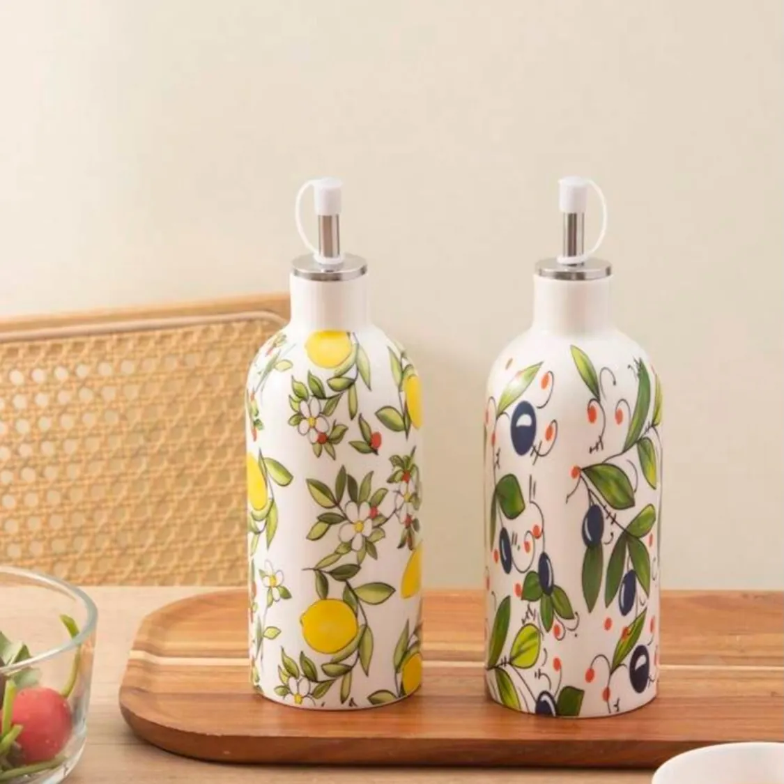 Ceramic Oil, Vinegar, Salt and Pepper Set