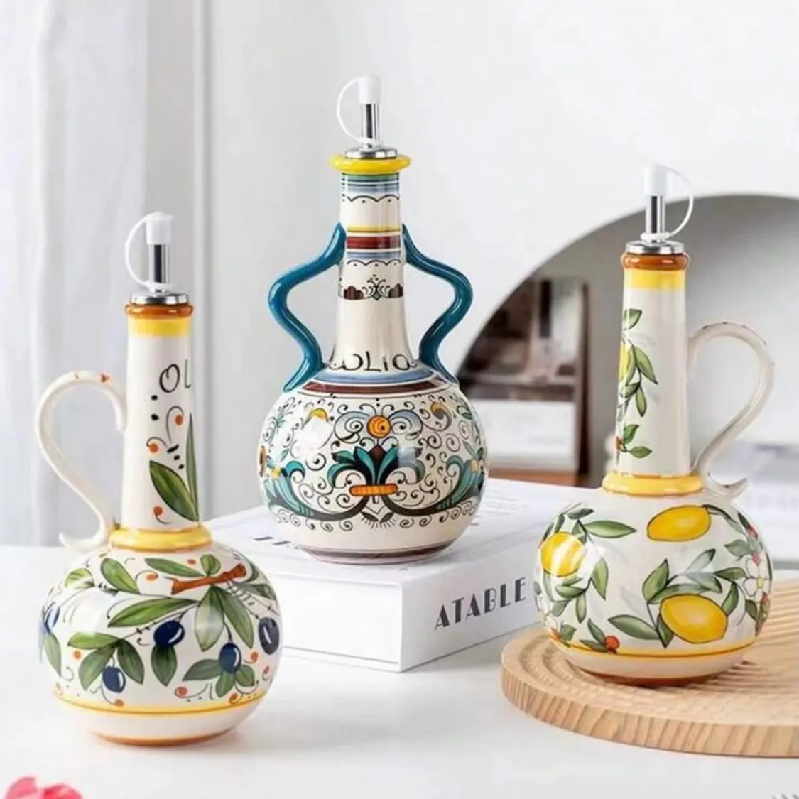 Ceramic Oil, Vinegar, Salt and Pepper Set