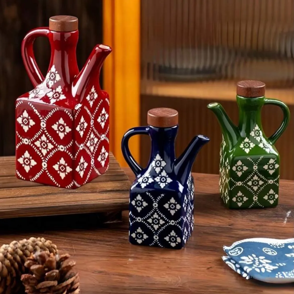 Ceramic Oil, Vinegar, Salt and Pepper Set