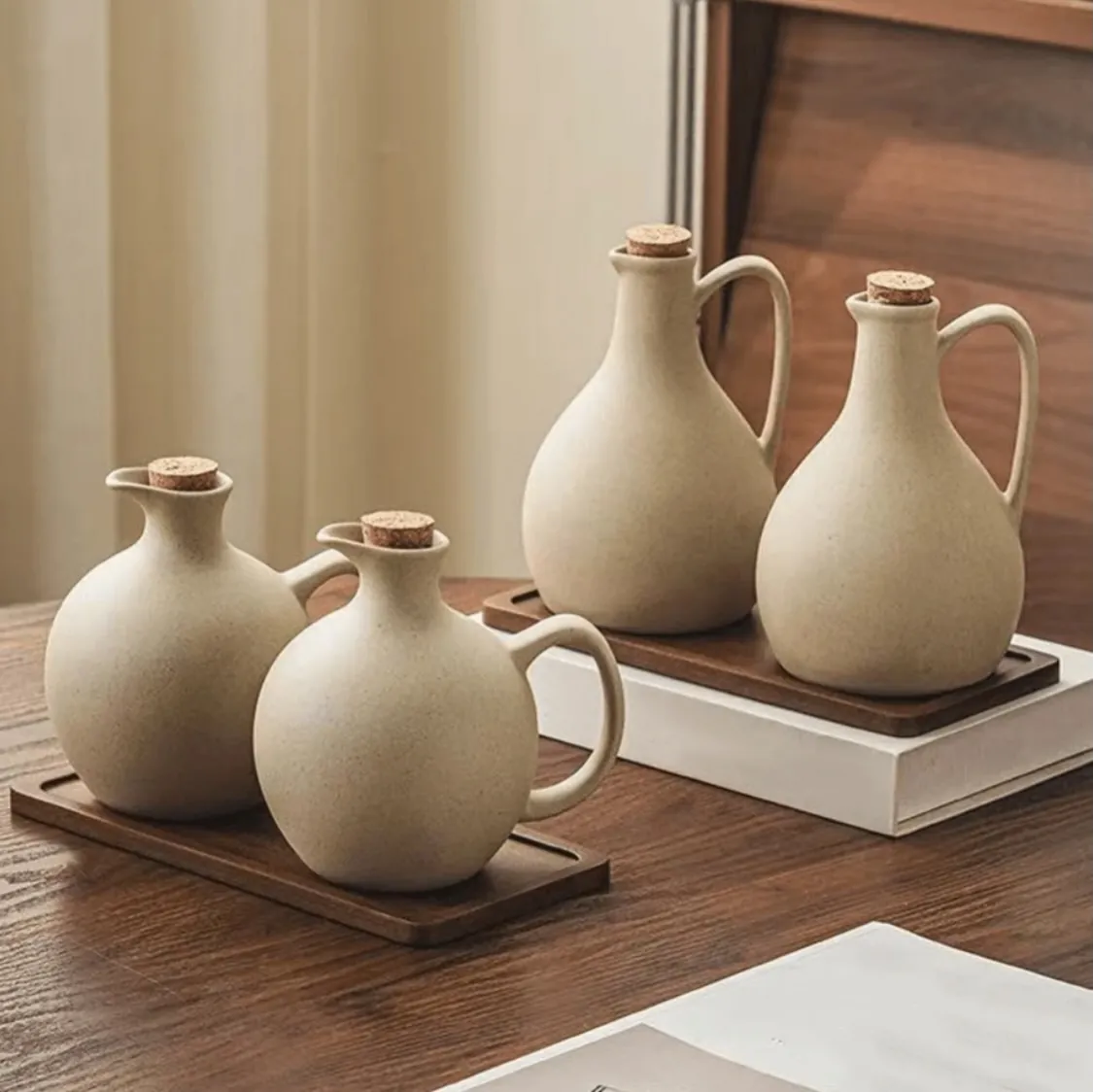 Ceramic Oil, Vinegar, Salt and Pepper Set