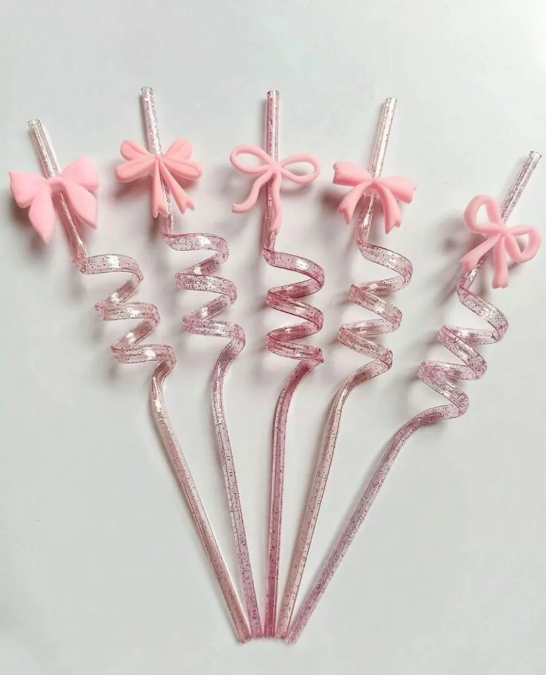 Spiral Glitter Straws with Bows