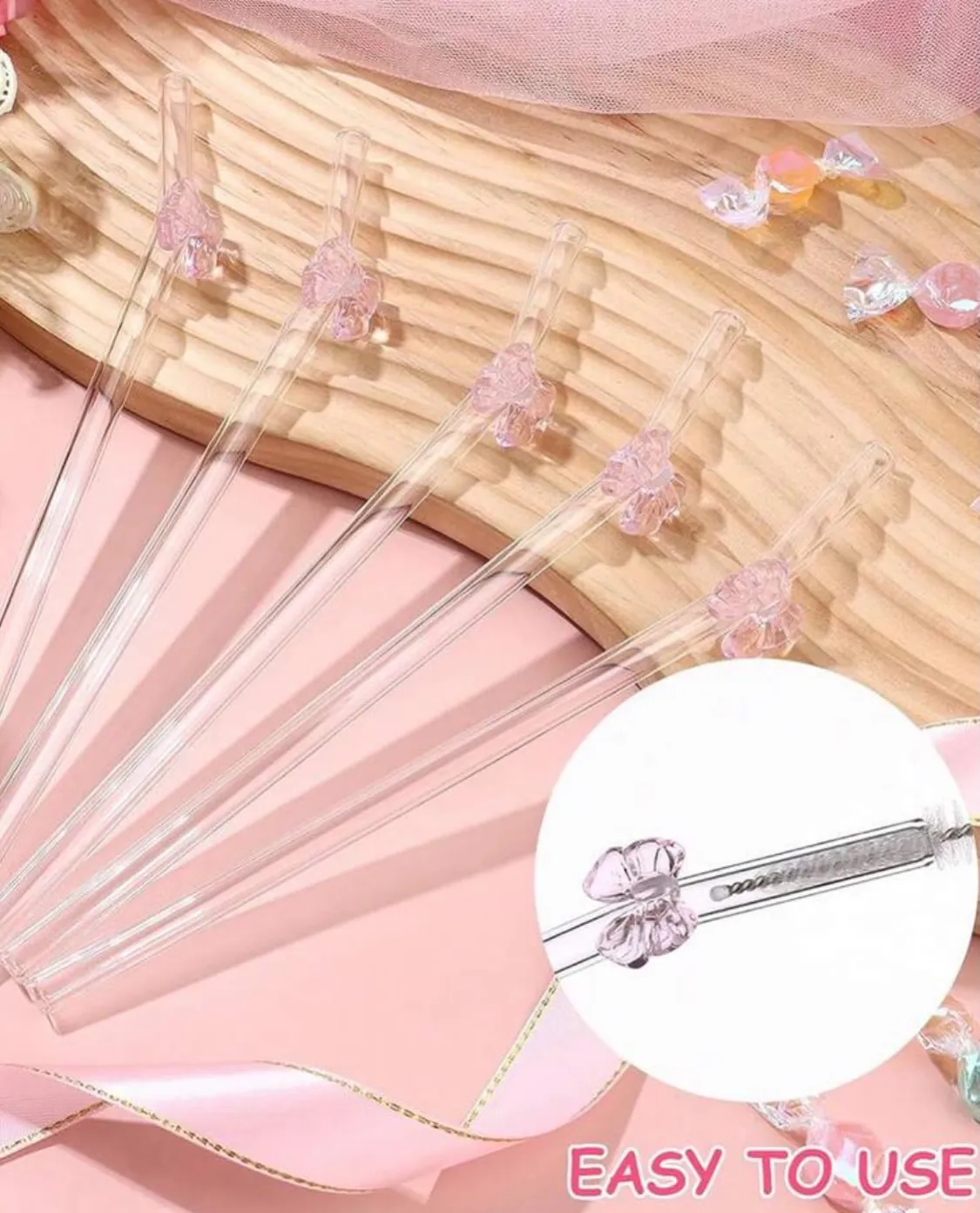 Spiral Glitter Straws with Bows