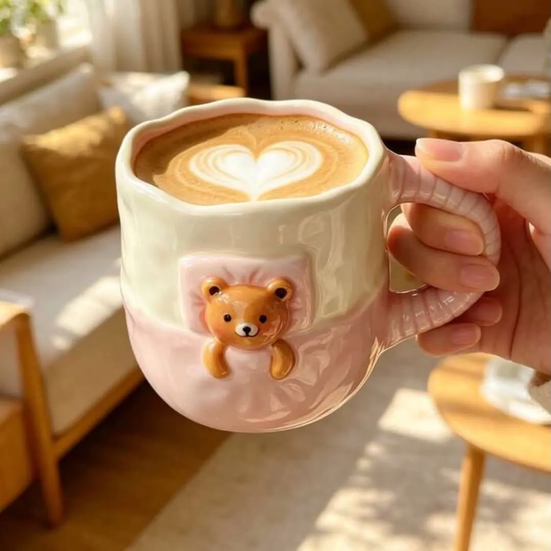 Heart Pattern Ceramic Cup and Saucer Set