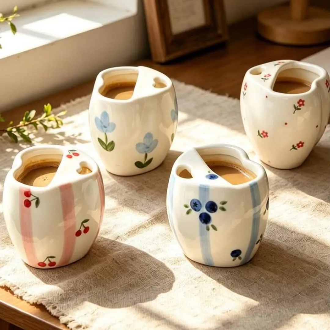 Heart Pattern Ceramic Cup and Saucer Set