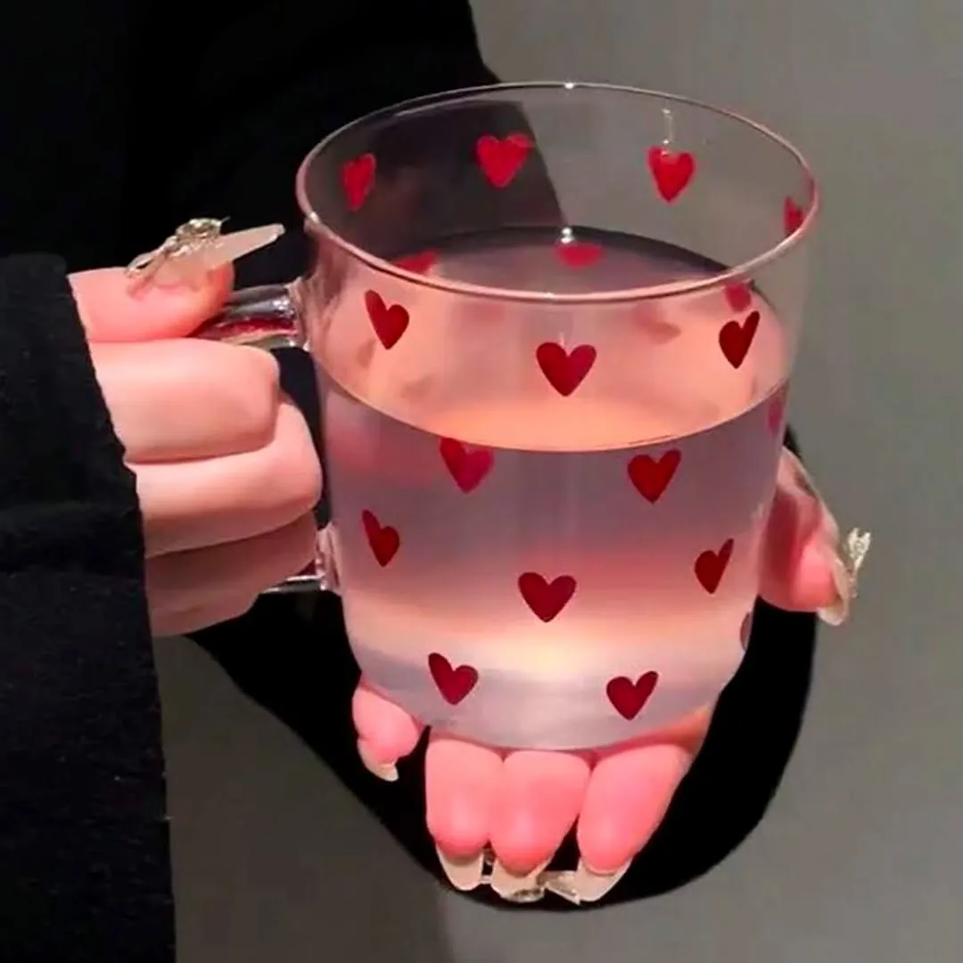 Heart Pattern Ceramic Cup and Saucer Set