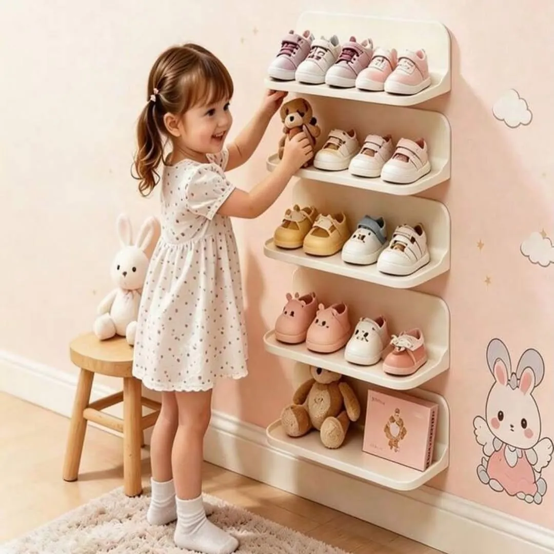 Wall-Mounted Kids Shoe Rack