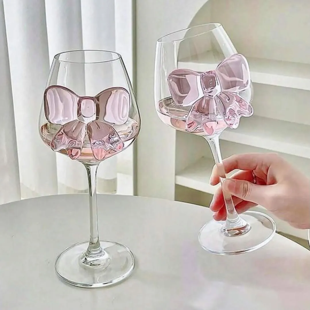 Bow-Decorated Wine Glasses