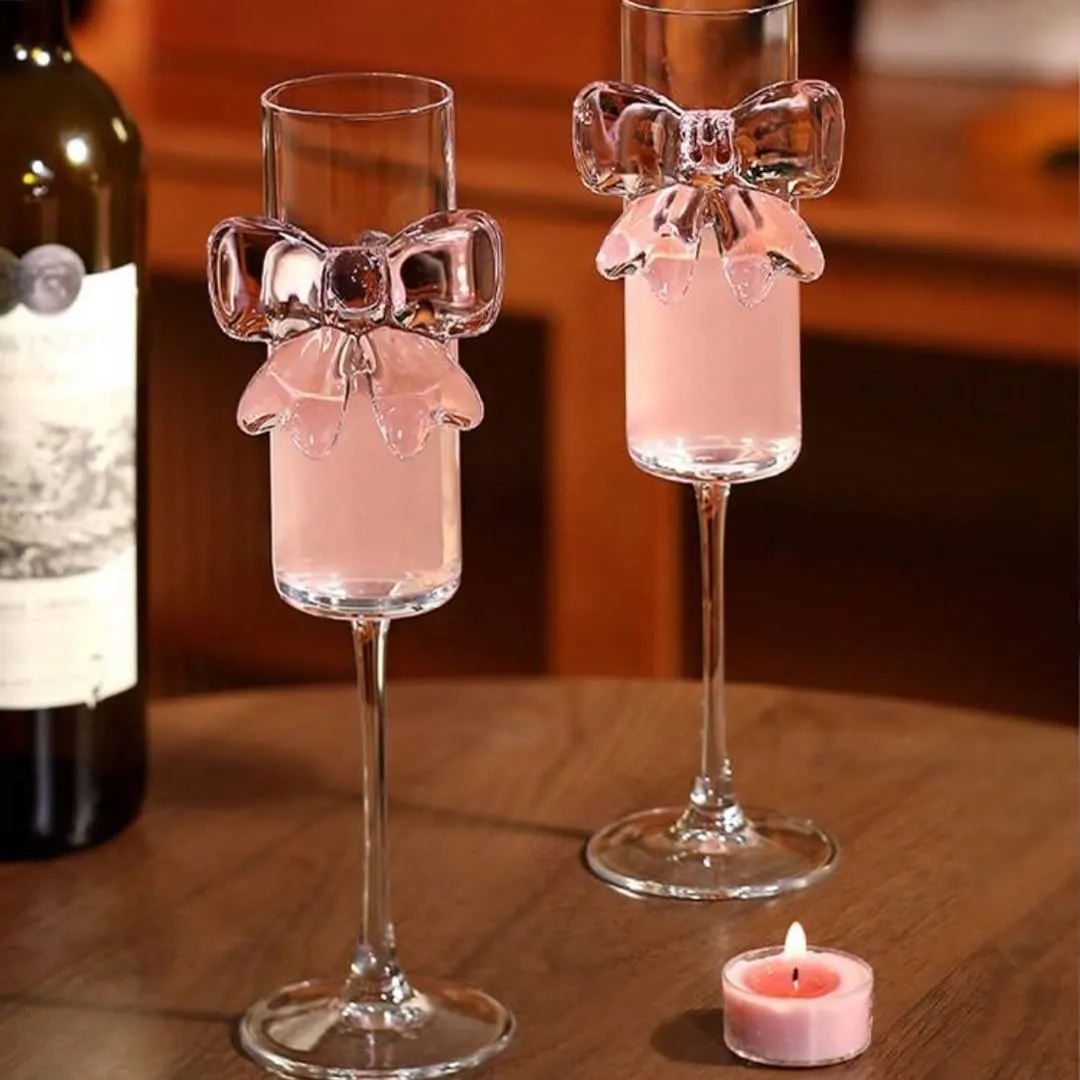 Bow-Decorated Wine Glasses