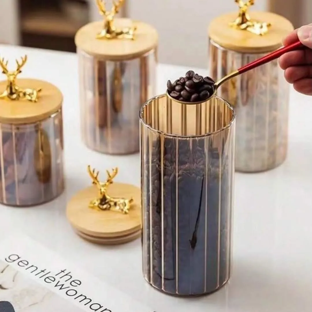 Glass Storage Jars with Wooden Lids