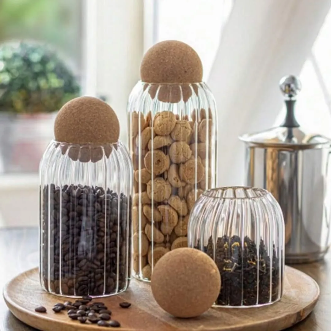 Glass Storage Jars with Wooden Lids