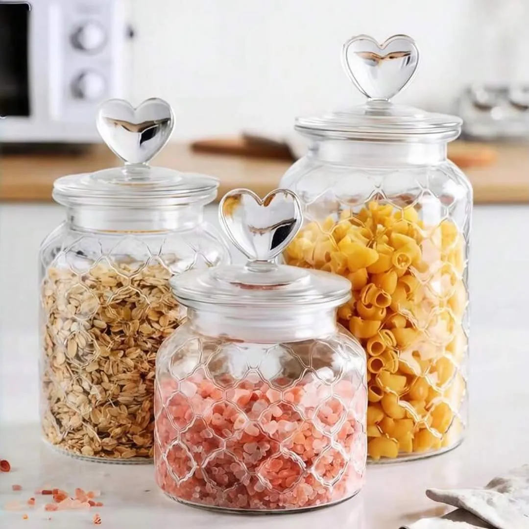 Glass Storage Jars with Wooden Lids