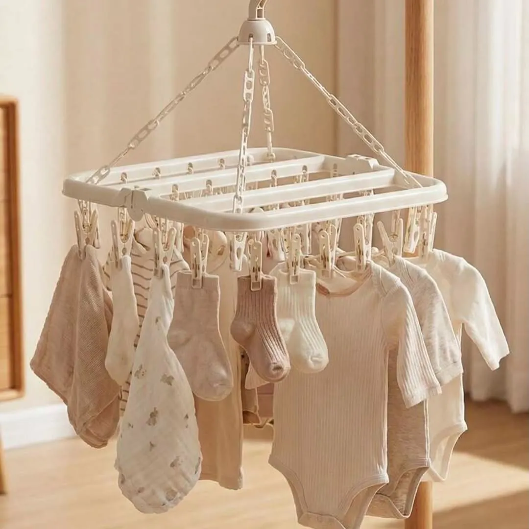 Wooden Children's Clothing Rack with Toy Bin