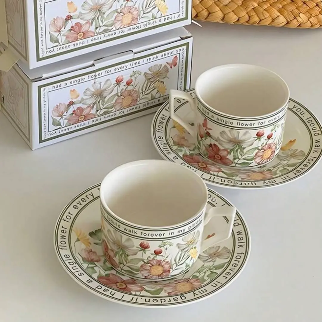 Floral Design Cup and Saucer Set