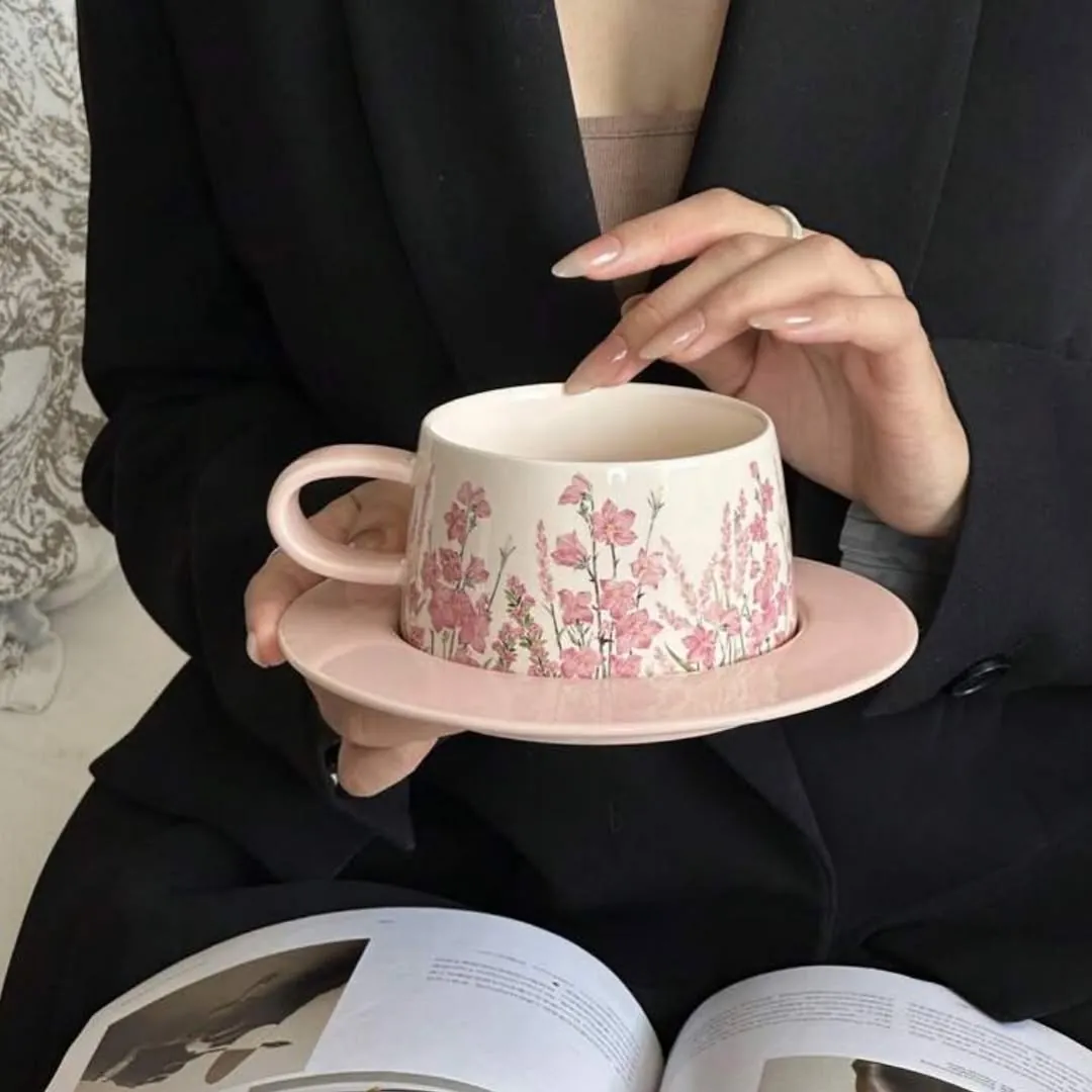 Floral Design Cup and Saucer Set